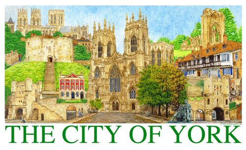 Tea Towel, Cotton, City of York montage.