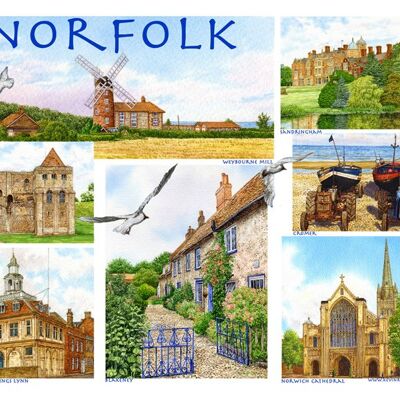 Karte, Grafschaft Norfolk, mehrere Bilder