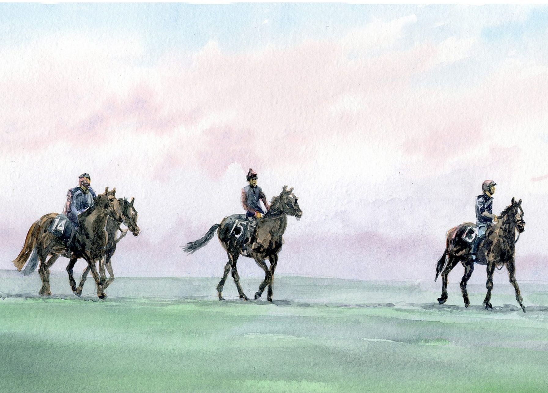 Tarjeta, Misty Morning Ride, Newmarket, Suffolk.