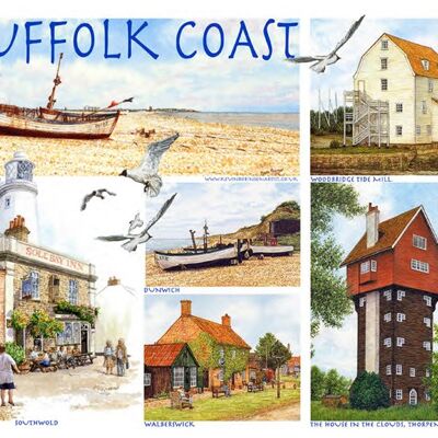 Tarjeta, imagen múltiple de la costa de Suffolk