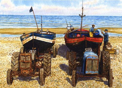 Card, Boats on Cromer Beach. Norfolk.