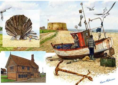 Card, Aldeburgh, ( Suffolk )  Multi image.