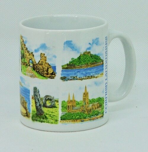 Mug Cornish Landmarks. Cornwall.