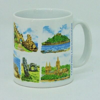 Mug Cornish Landmarks. Cornwall.