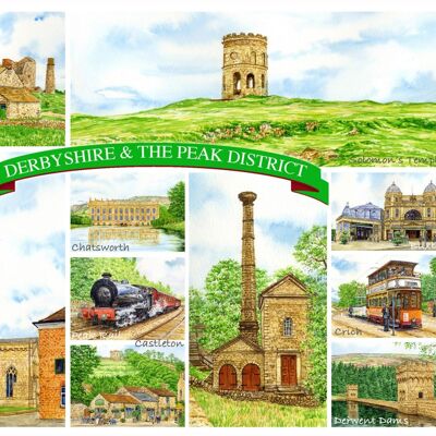 Card Derbyshire and Peaks Multi image (10 )Peak District.