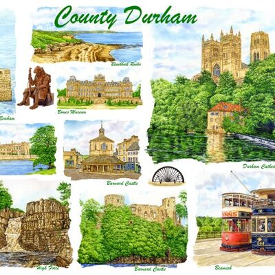 Karte, County Durham Multi-Bild