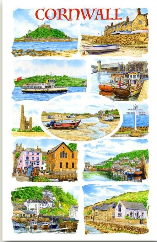Tea Towel. Cornwall Multi( Poly)