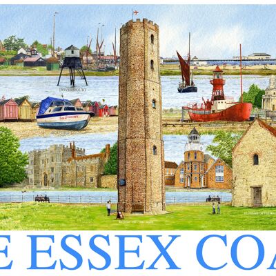 Tea towel. Essex Coast Montage.