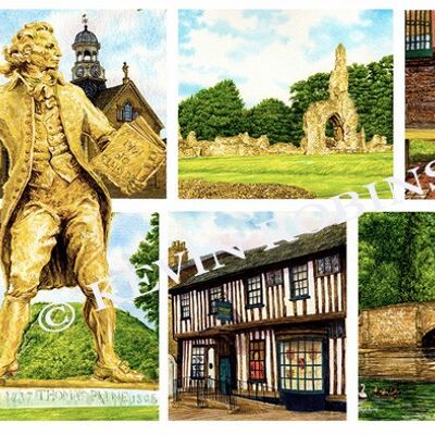 Norfolk: taza con varias imágenes de Thetford.