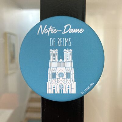 Magnet décapsuleur Notre-Dame de Reims bleu
