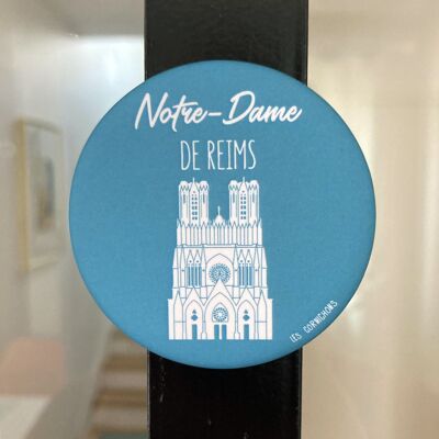 Magnet-Flaschenöffner Notre-Dame de Reims blau