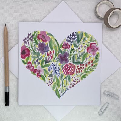 Floral Heart Greetings Card