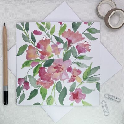 Rosa Blumenstrauß-Gruß-Karte