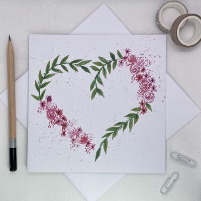 Rose Heart Wreath Greeting Card