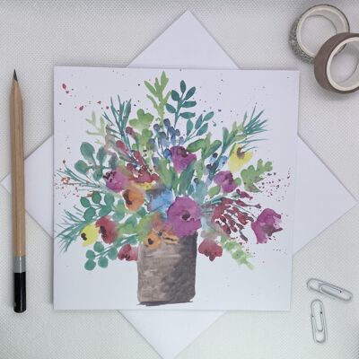 Blumentopf-Grußkarte