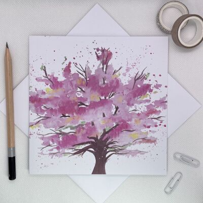 Biglietto di auguri albero in fiore