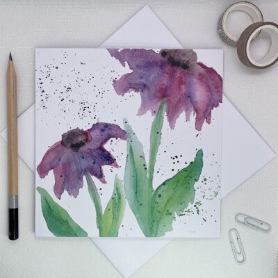 Carte de voeux de gerberas violets