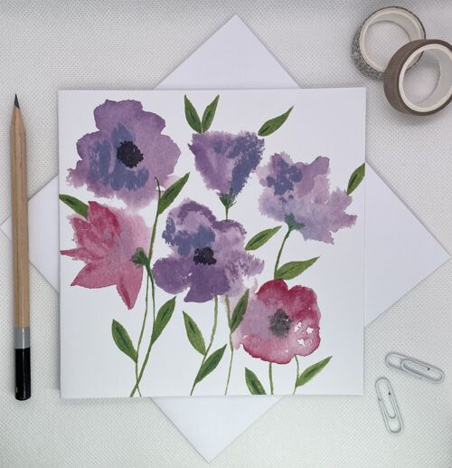 Purple Poppy Blur Greetings Card