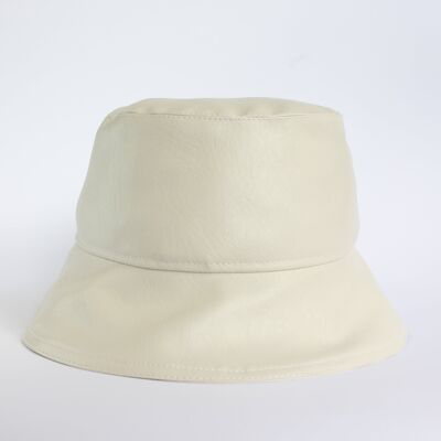 White hat made of high quality eco leather