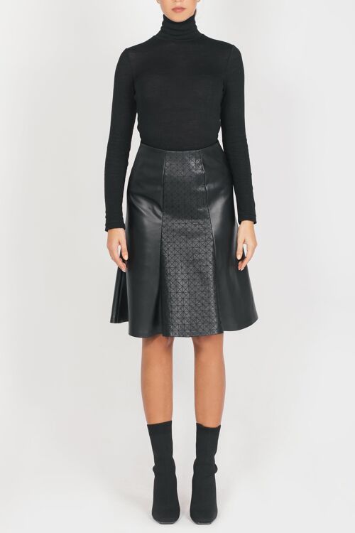 Flared leather skirt