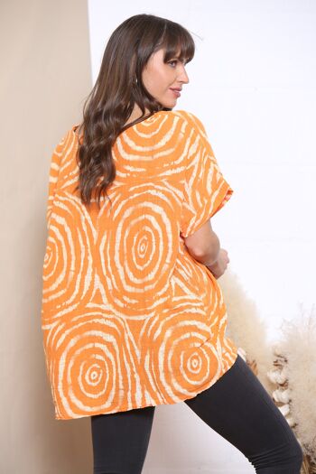 Top orange imprimé Swirl avec collier 3