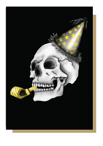 Carte d'anniversaire de crâne de chapeau de fête