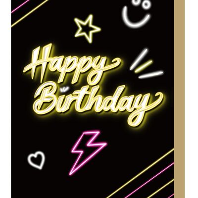 Happy Birthday Neon Birthday Card
