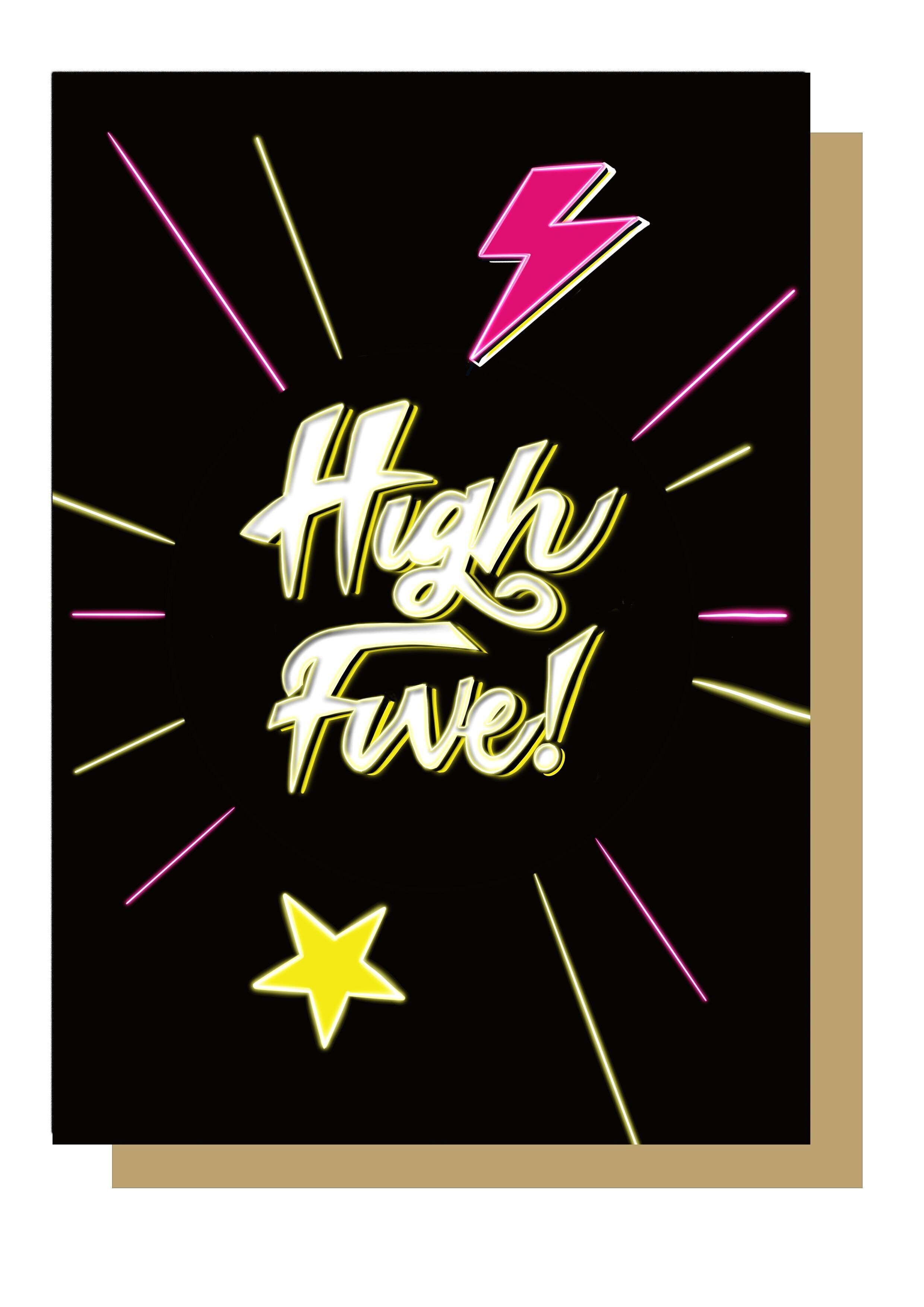 Biglietto d'auguri al neon High Five