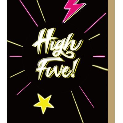High Five Neon Greetings Card