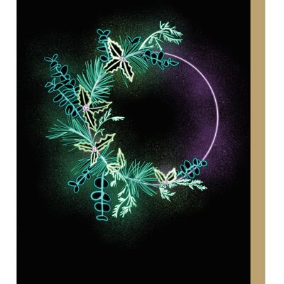 Neon Wreath Christmas Card