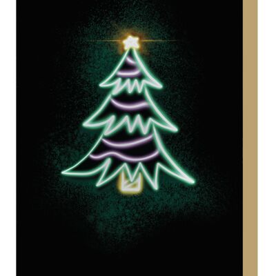Cartolina di Natale con albero al neon