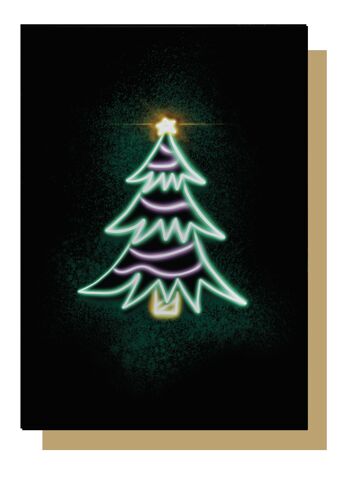 Carte de Noël d'arbre au néon 1