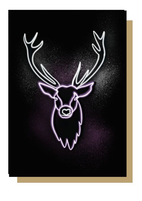 Neon Reindeer Christmas Card