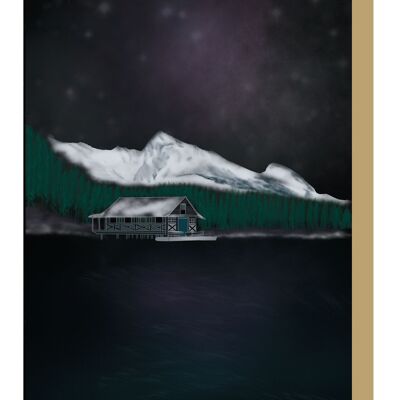 Cartolina di Natale con scena del lago invernale
