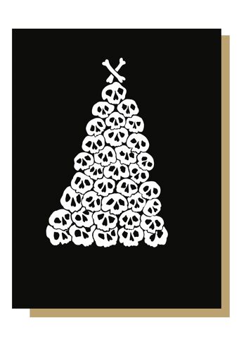 Carte de Noël gothique d'arbre de crâne 1
