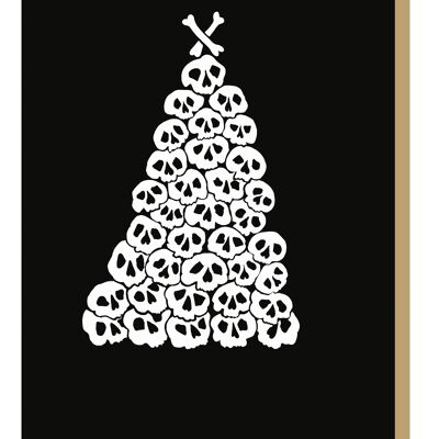 Gothic-Weihnachtskarte mit Totenkopf-Baum