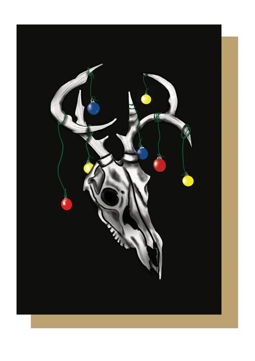 Bauble Deer Skull Gothic Christmas Card
