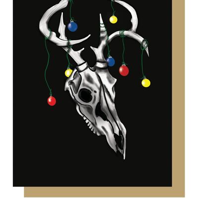 Carte de Noël gothique crâne de cerf babiole