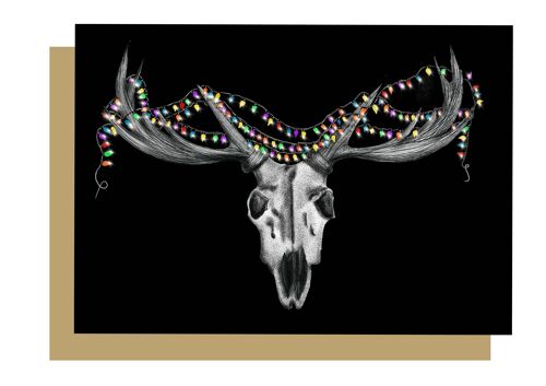Reindeer With Lights Gothic Christmas Card