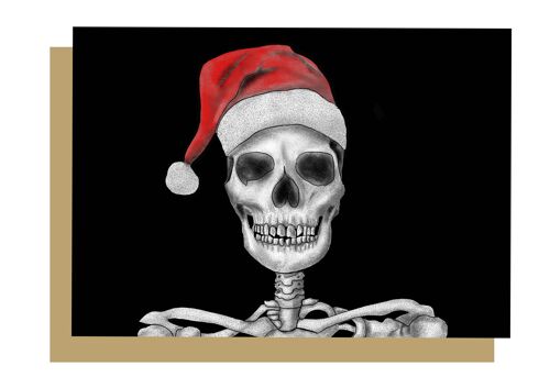 Santa Skeleton Gothic Christmas Card