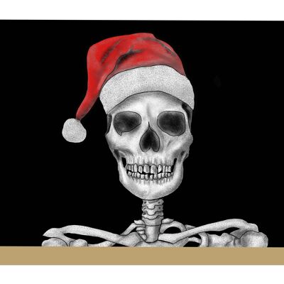 Biglietto di Natale gotico con scheletro di Babbo Natale