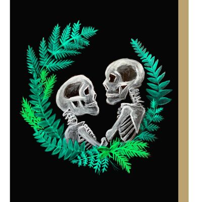 Skull Couple with Wreath Gothic Greetings Card
