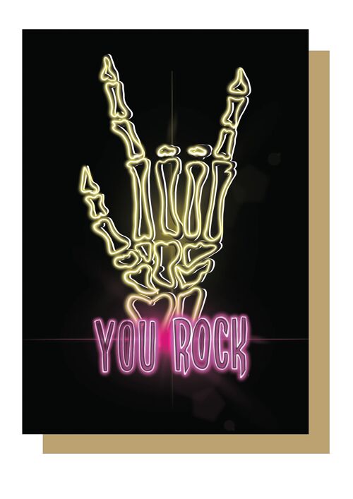 Neon You Rock Gothic Greetings Card