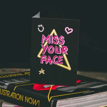 Carte de voeux de style néon Miss Your Face 2
