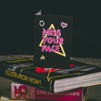 Carte de voeux de style néon Miss Your Face 3