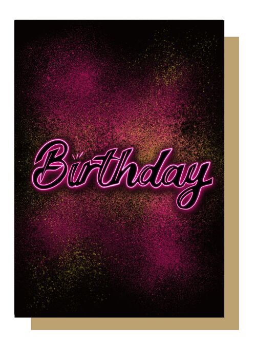 Neon Paint Splatter Birthday Card
