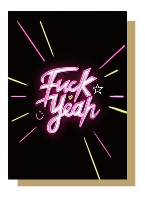 Fuck Yeah Neon Greetings Card