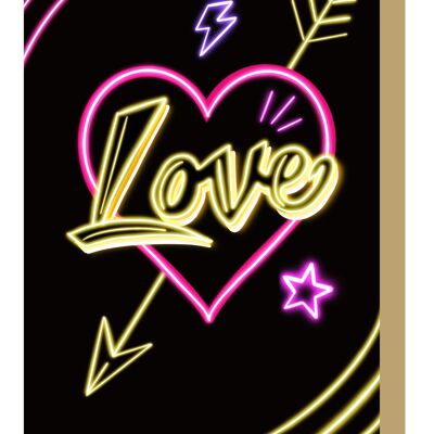 Cartolina d'auguri romantica al neon di amore