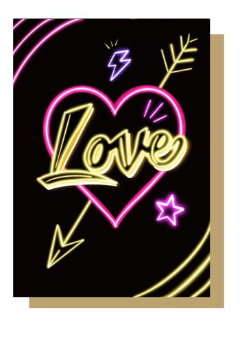 Carte de voeux romantique Love Neon 1