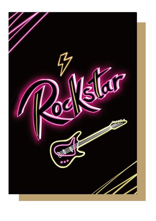 Rockstar Neon Greetings Card